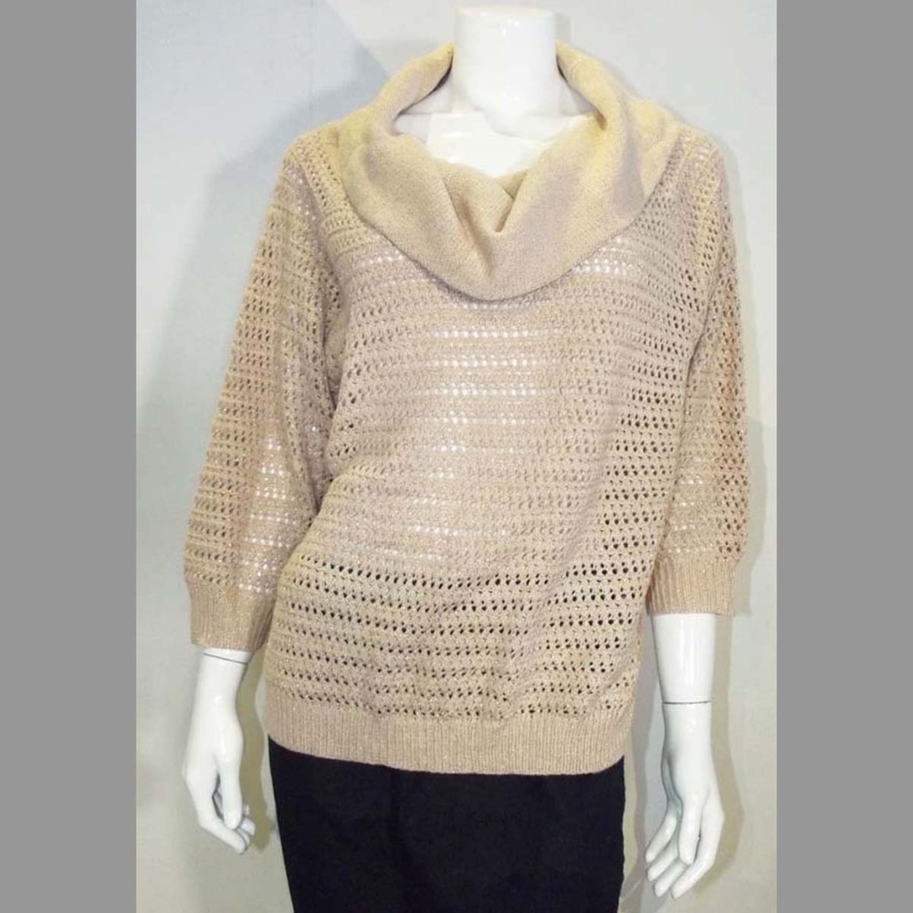 Pink & Gold Sparkle Cowl Neck Sweater - NY&Co XL